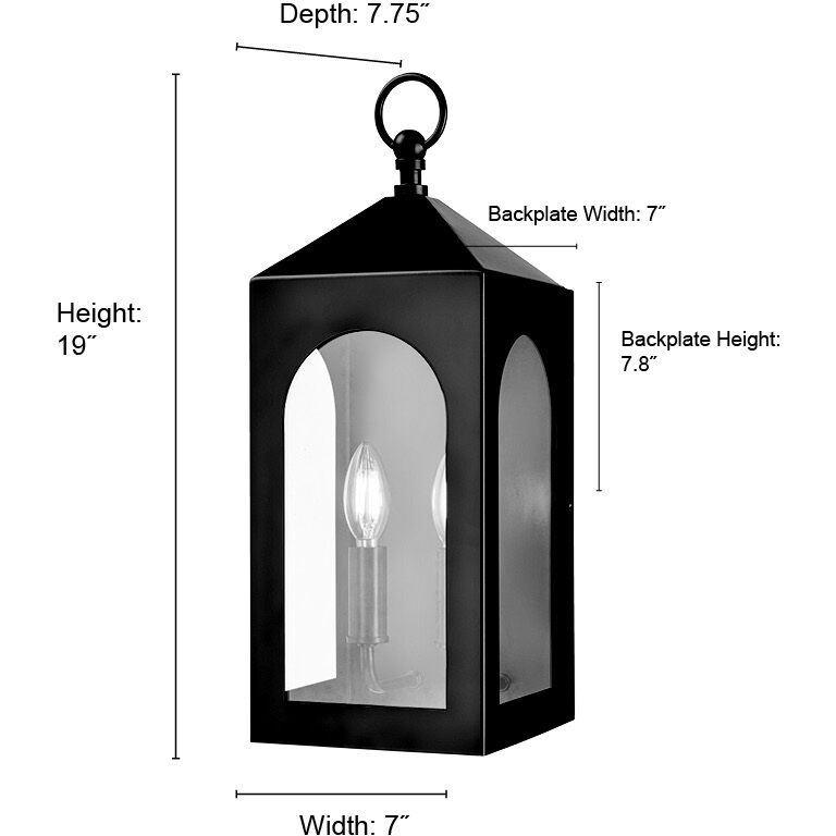 Bratton 2 Light 19 inch Powder Coated Black Outdoor Wall Sconce